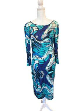 Emilio Pucci Multicolor Abstract Print Wool Blend Dress Italy 42 US 12